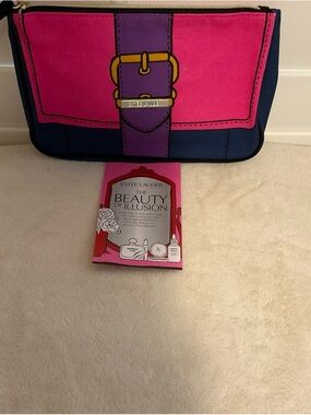 Estee Lauder Pink Purple Navy Cosmetic Pouch